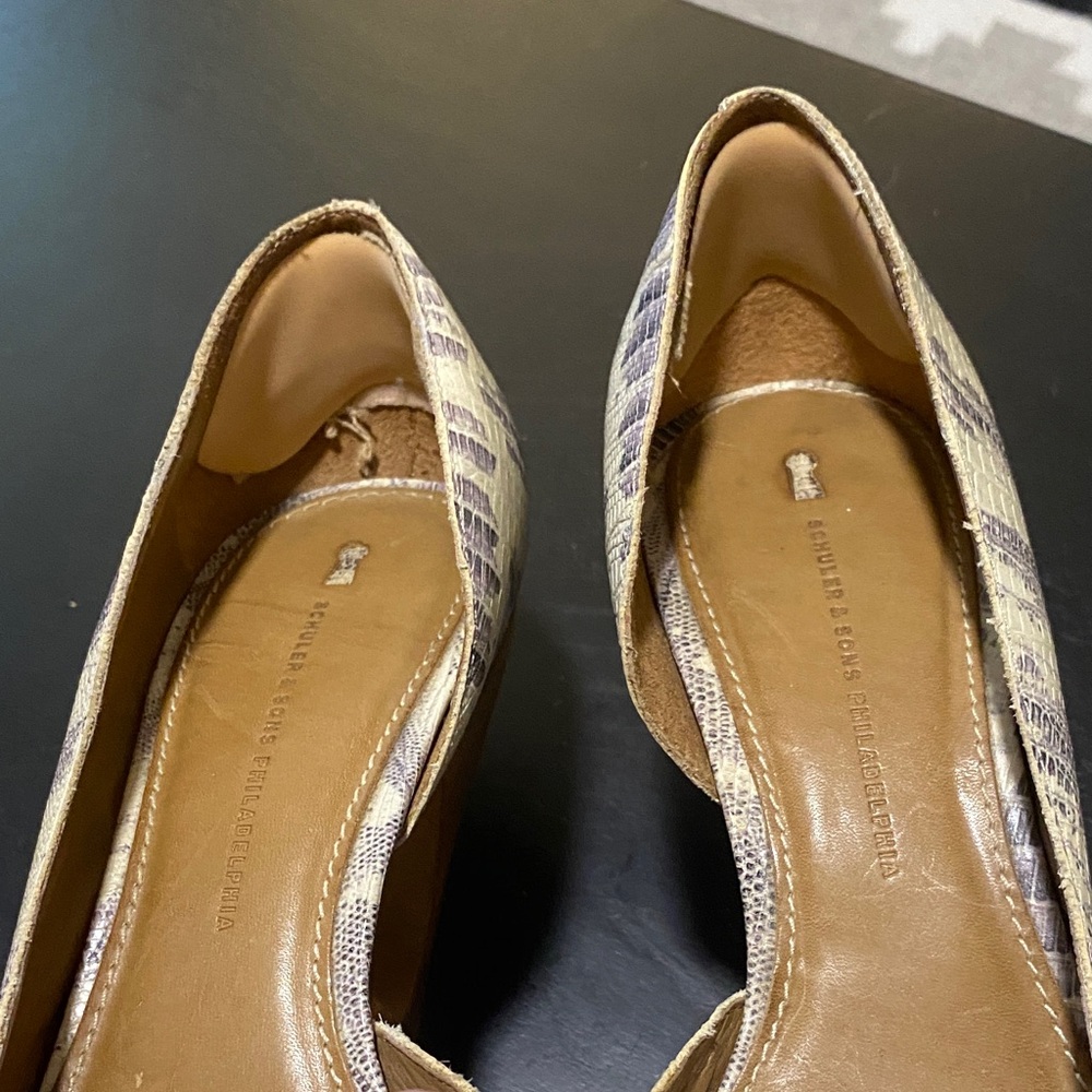 Schuler and Sons for Anthropologie Snakeskin Cutout Wedge Heels - Picture 11 of 12